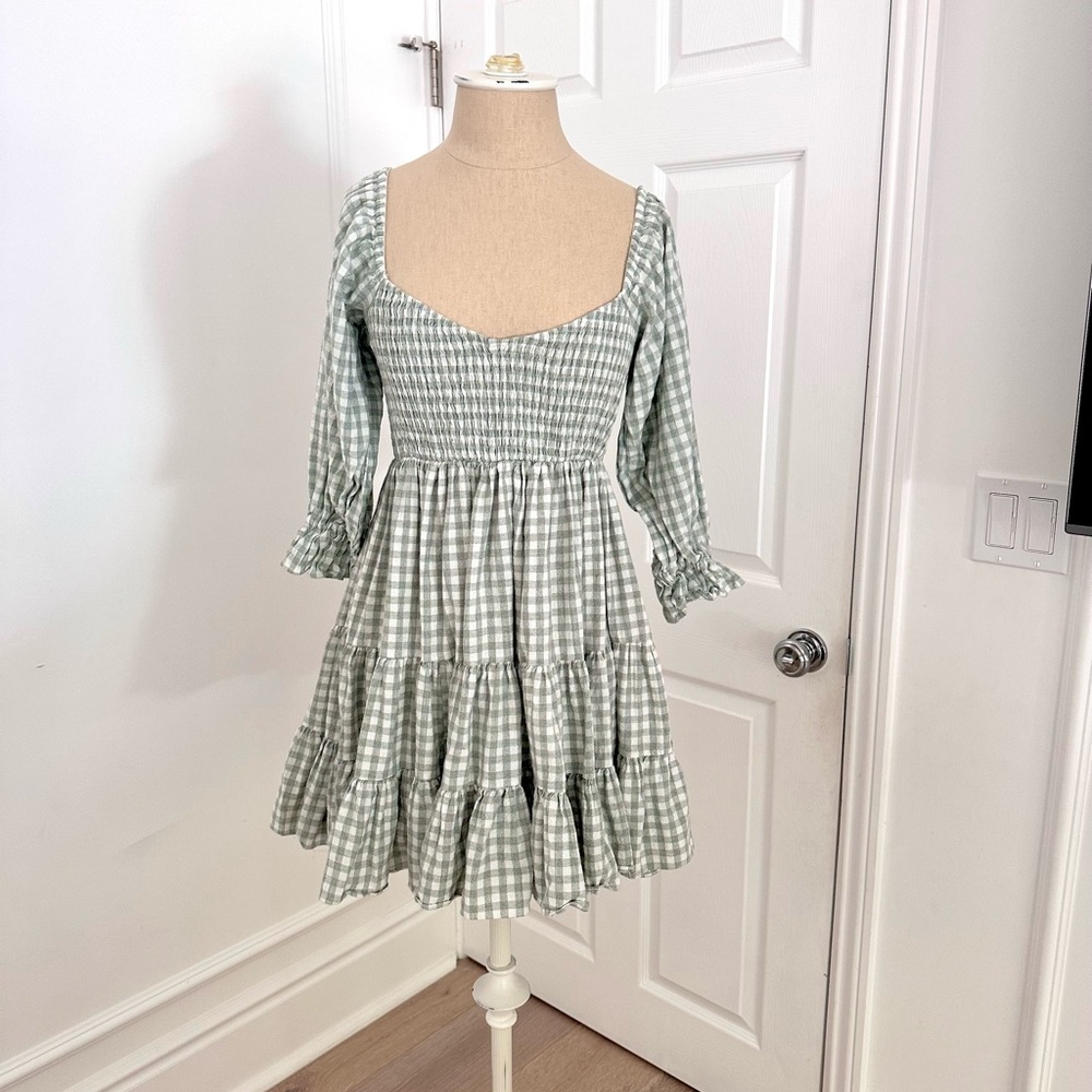 Green Gingham Mini Dress